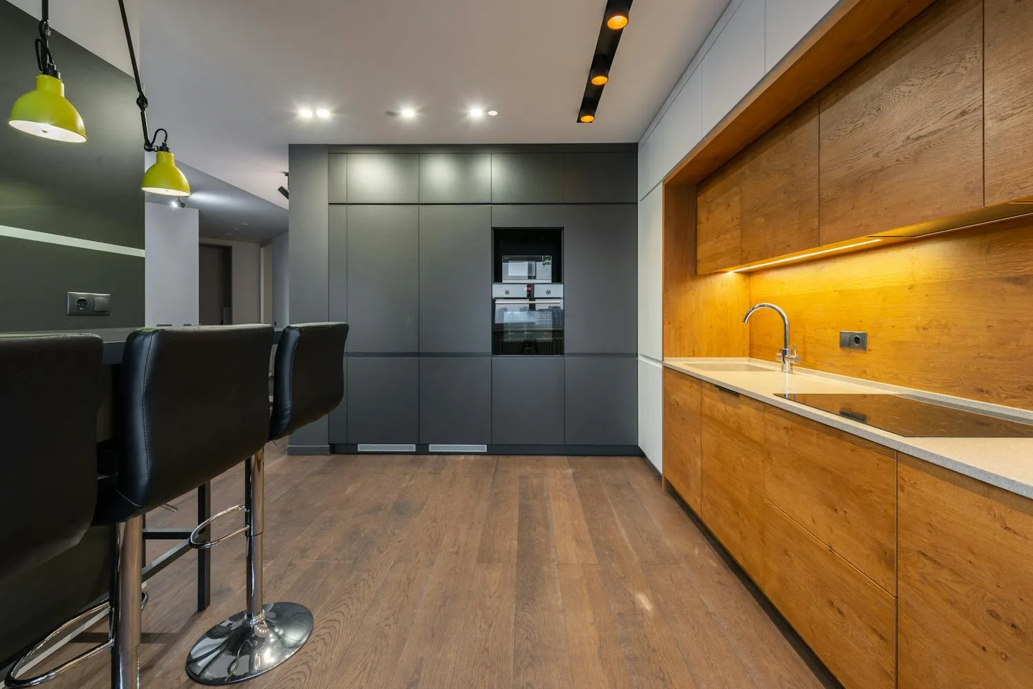 A MeltFlex AI kitchen redesign where individual cabinets, stools and fixtures are detected and linked to real shoppable products with prices