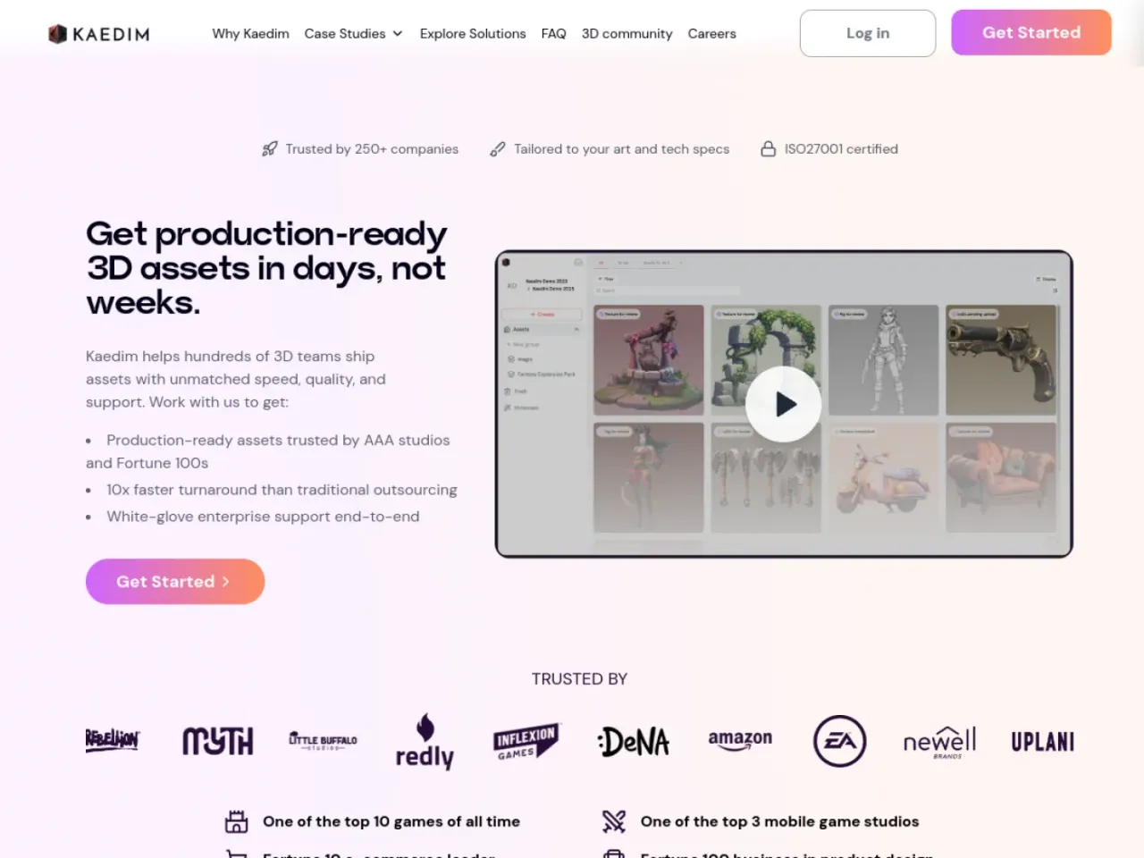 Kaedim landing page screenshot