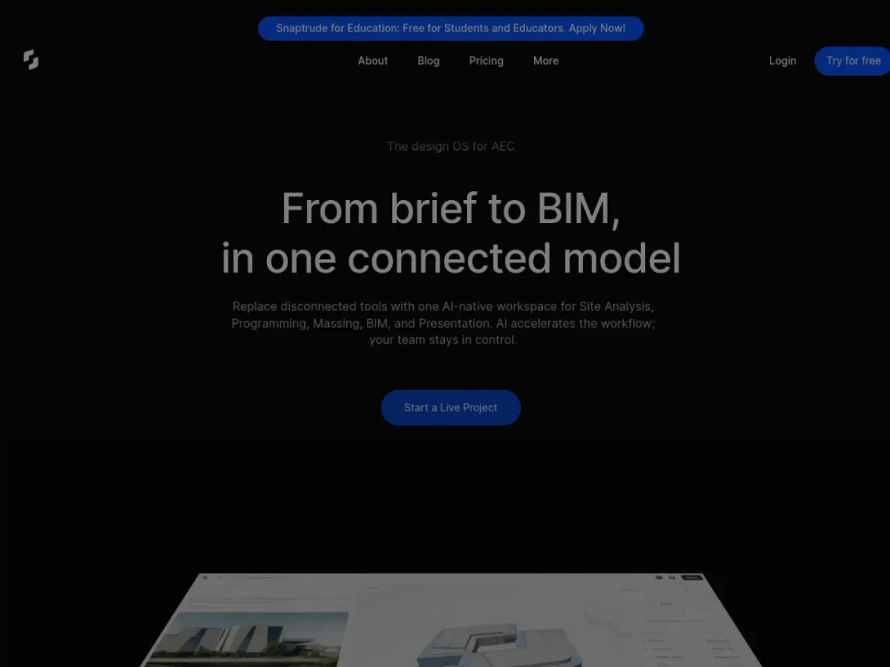 Snaptrude landing page screenshot