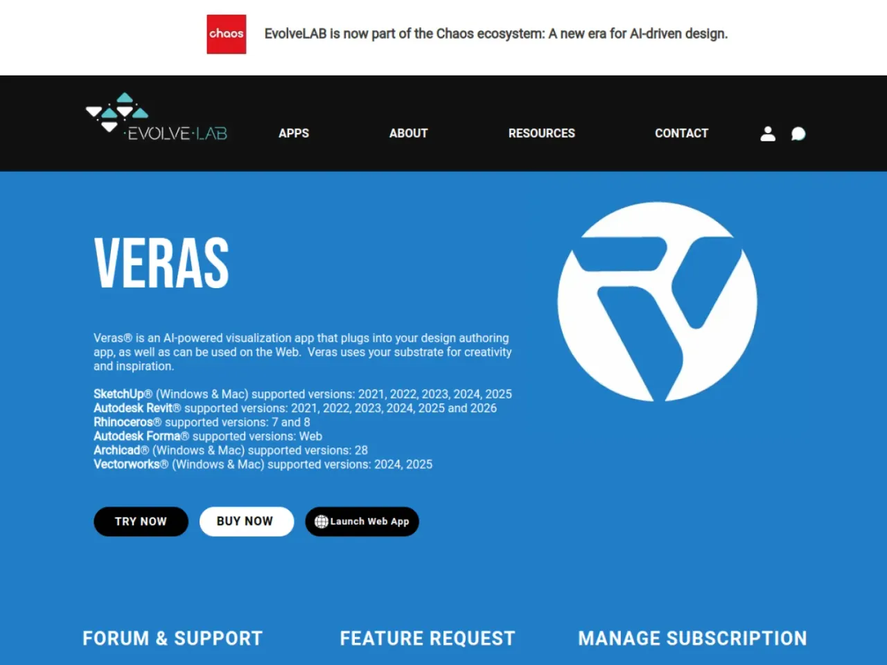 Veras landing page screenshot