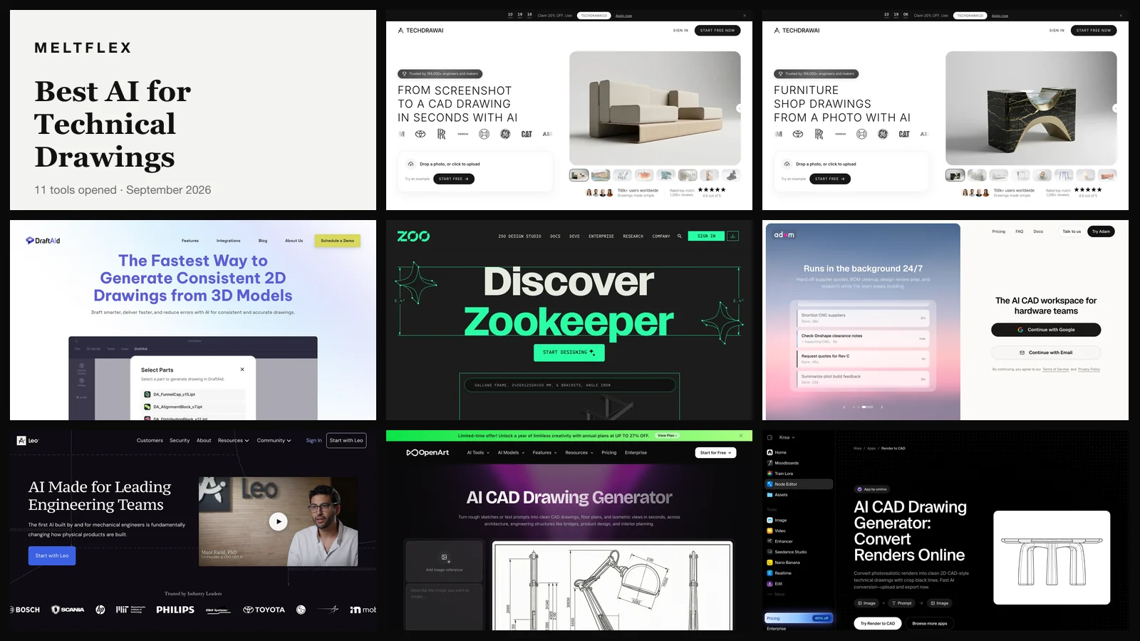 Best AI for Technical Drawings: TechDraw AI and 10 Rivals