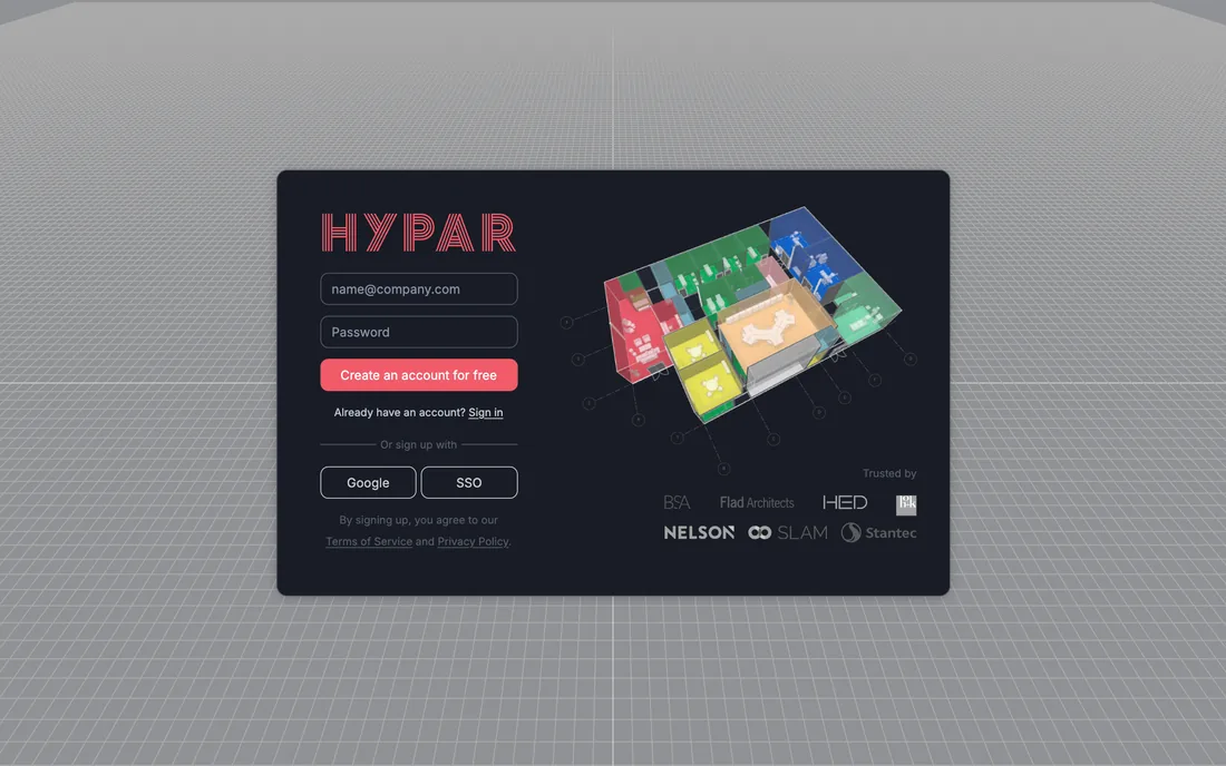 Hypar landing page showing generative design automation for AEC building systems