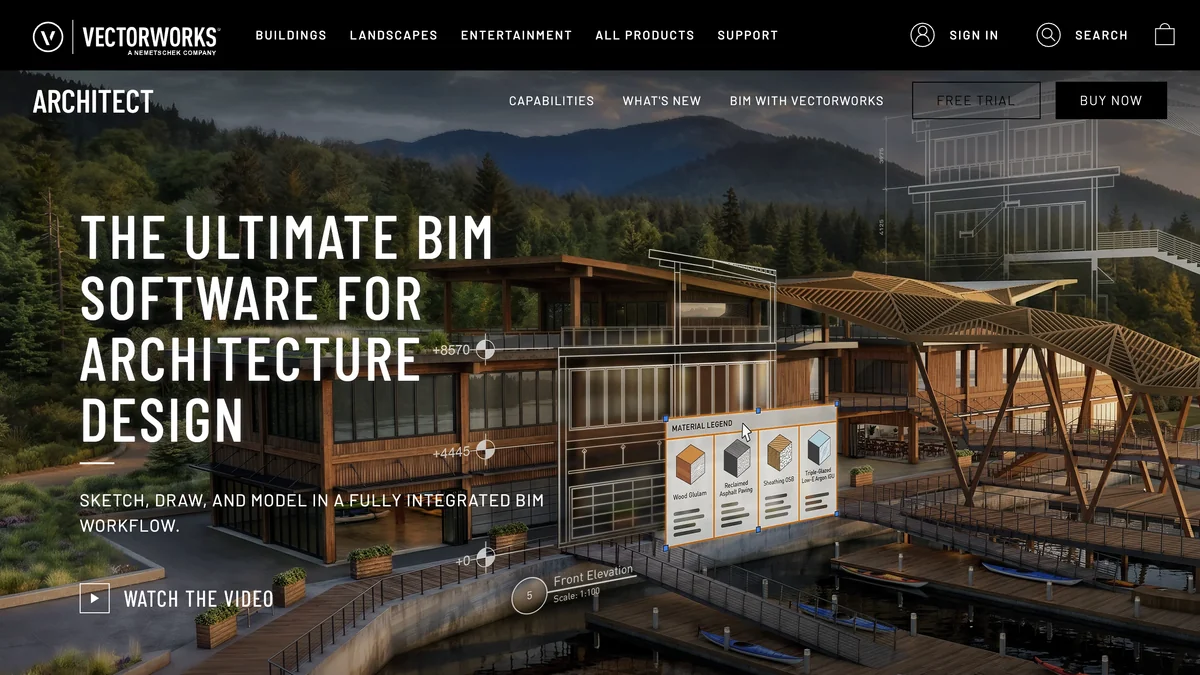 Vectorworks Architect homepage: The ultimate BIM software for architecture design, sketch, draw and model in a fully integrated BIM workflow