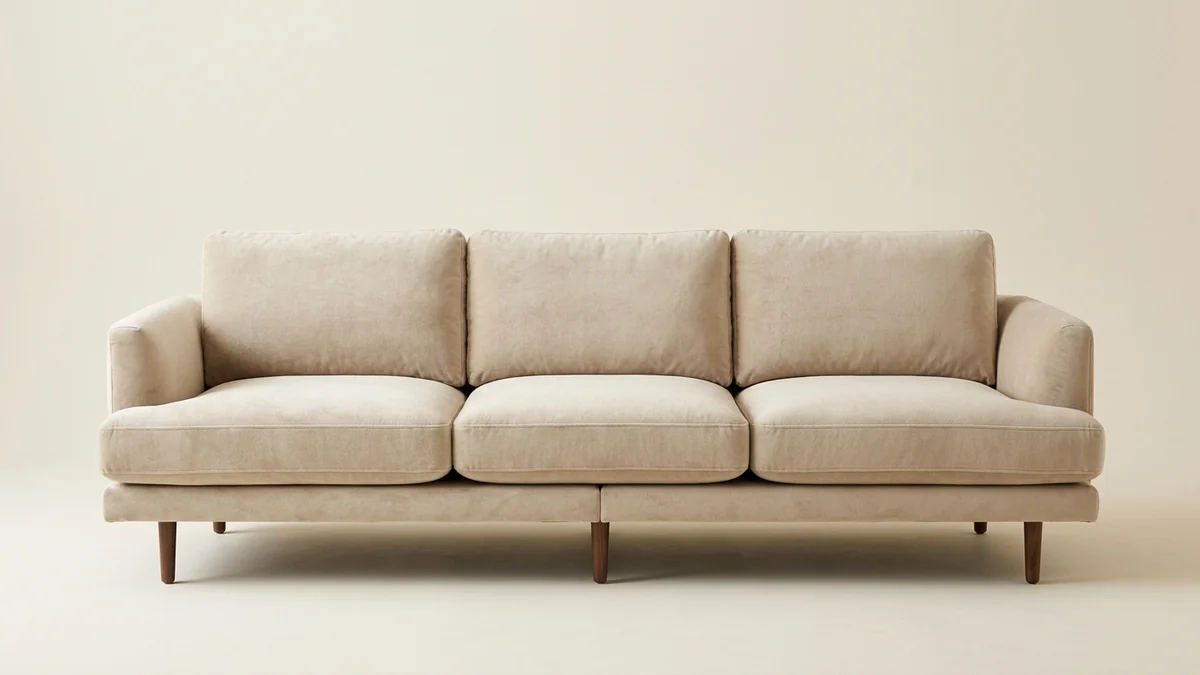 A deep-seated oatmeal performance-velvet modular sofa shown as a clean Wayfair-style e-commerce studio product photo on a plain background