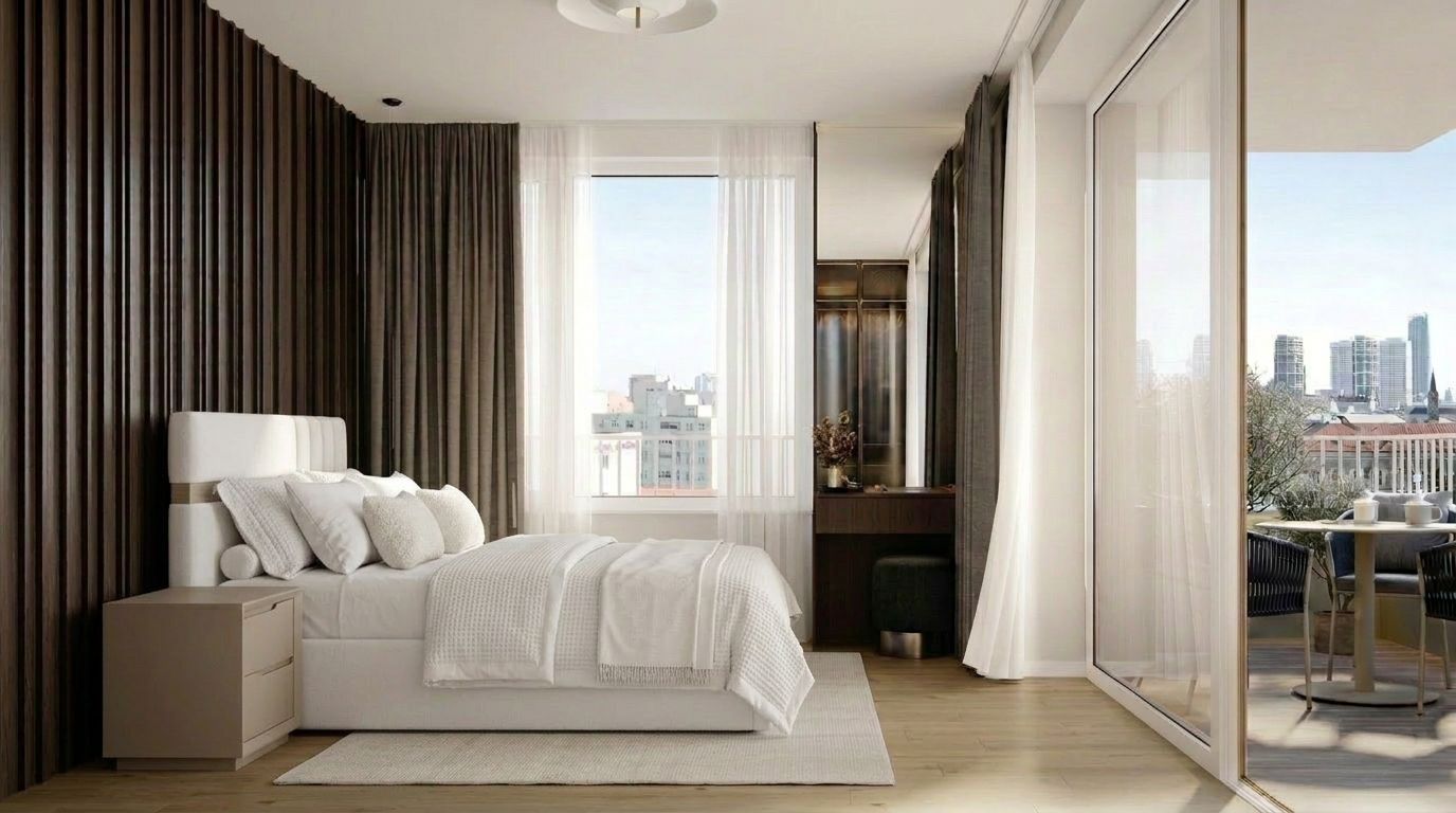 Spacious empty bedroom with natural lighting showing potential for AI virtual staging with modern furniture and warm color palette for real estate listing