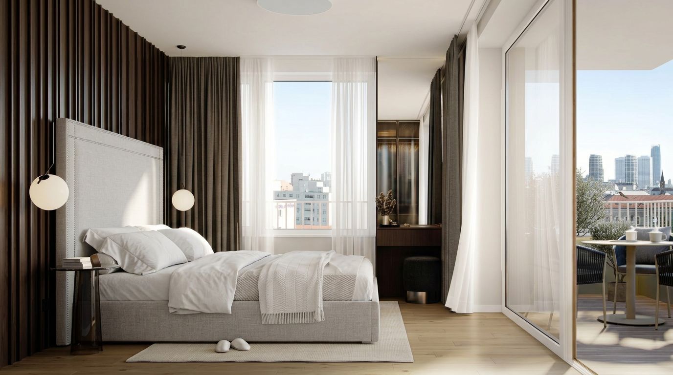 Unfurnished room with challenging layout where physical home staging demonstrates furniture placement and spatial flow for real estate buyers