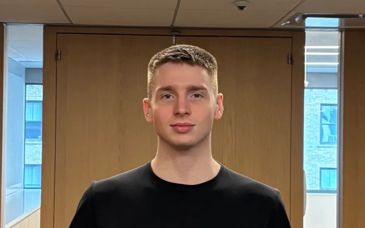 Matúš Koleják, co-founder and Co-CEO of MeltFlex, in the office in a black t-shirt