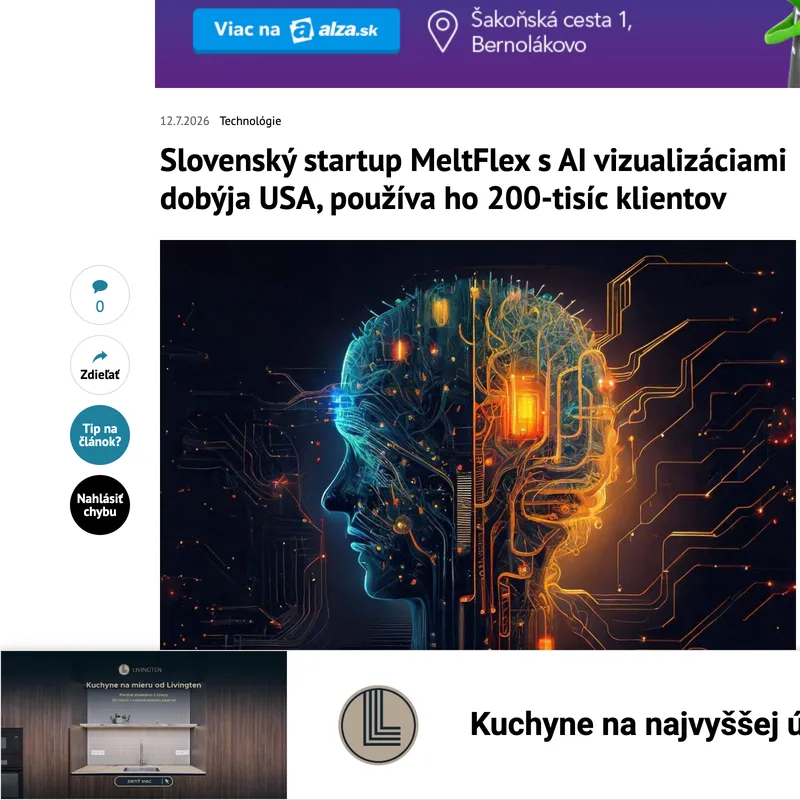 oPeniazoch.sk article: Slovenský startup MeltFlex s AI vizualizáciami dobýja USA