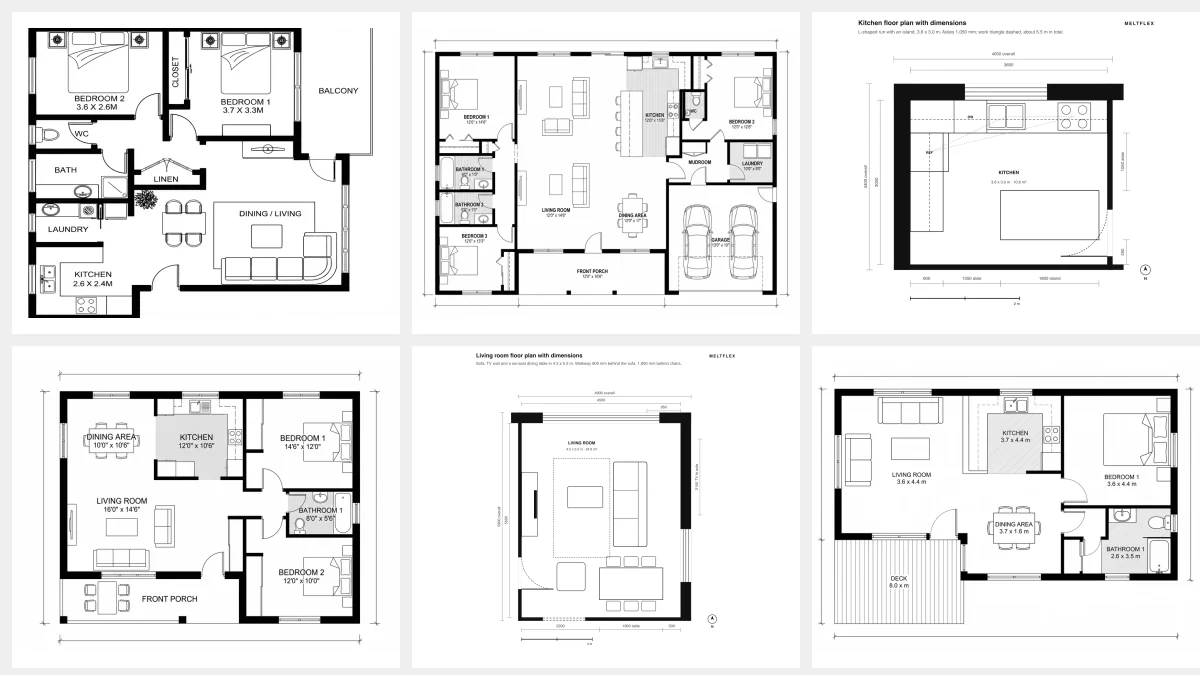 13 Floor Plan Examples With Dimensions: Whole Homes and Single Rooms