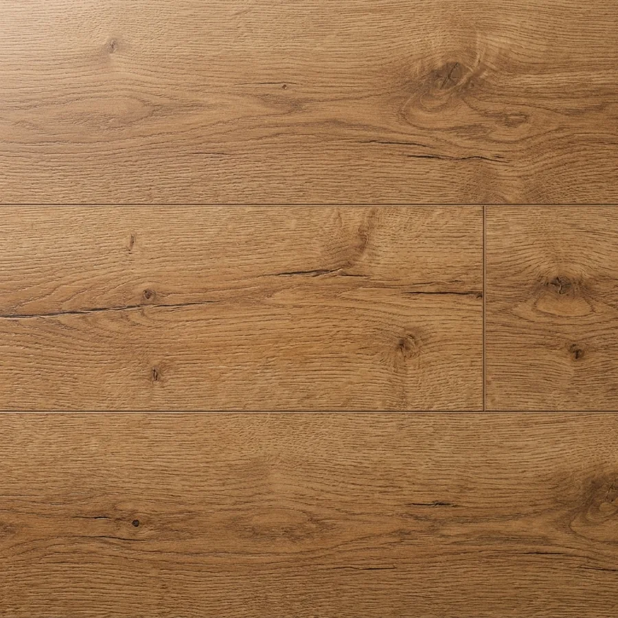 Close-up texture swatch of premium matte wood-look luxury vinyl plank with embossed-in-register oak grain