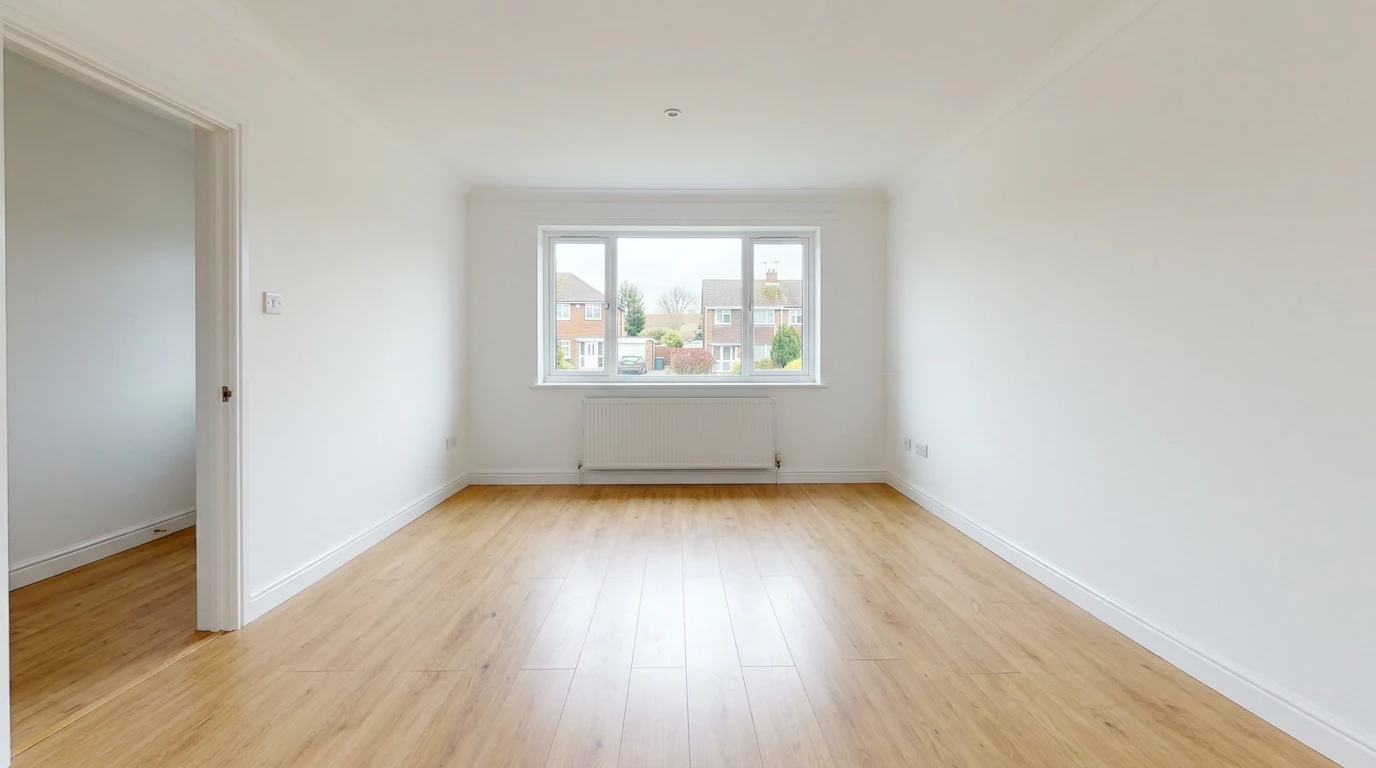 Empty unfurnished living room in a typical real estate listing photo before virtual staging
