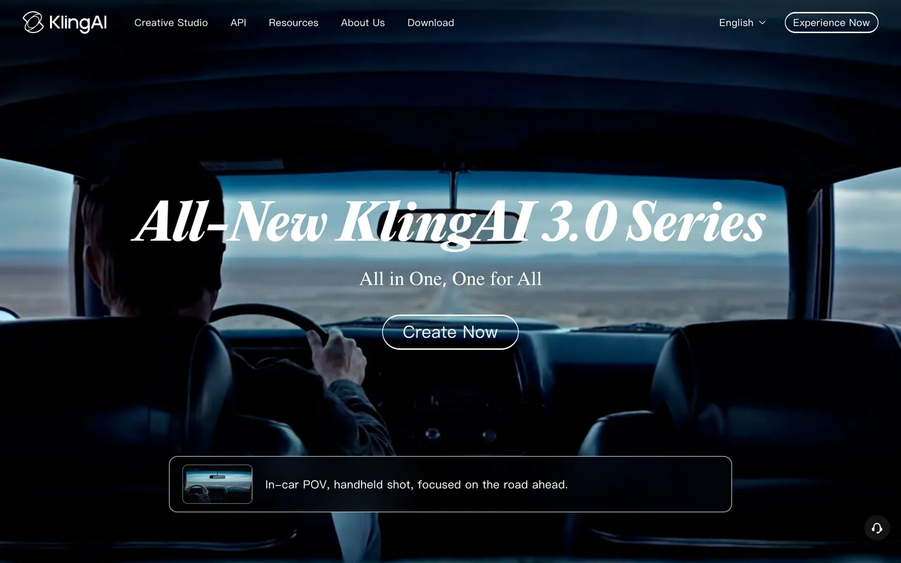 Kling AI homepage announcing the KlingAI 3.0 series of video and image models