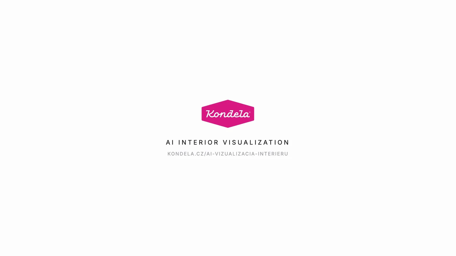 Kondela logo with the line AI interior visualization and the address kondela.cz slash ai-vizualizacia-interieru, the MeltFlex powered deployment
