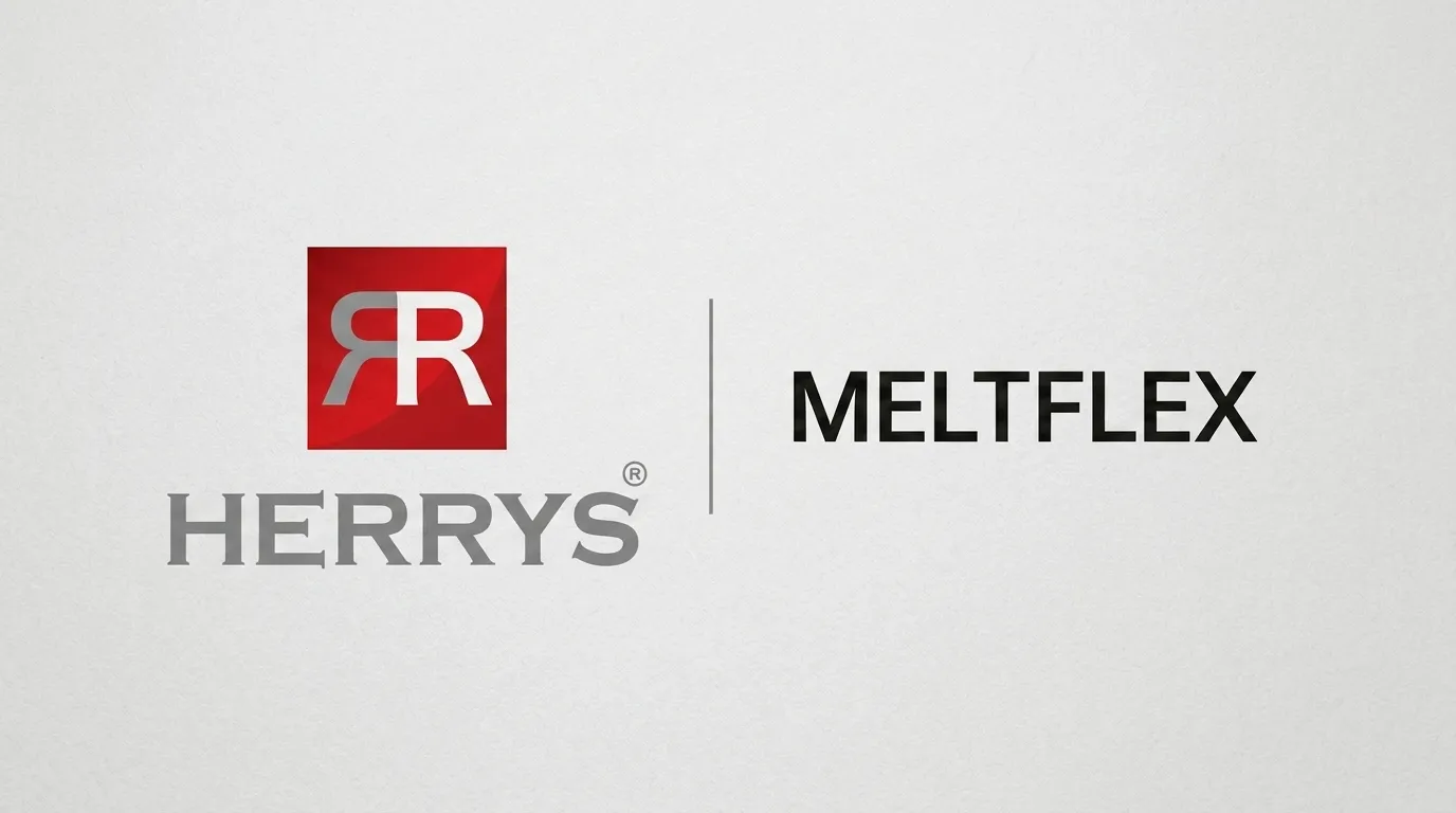 Herrys real estate agency and MeltFlex AI partnership announcement showing both company logos side by side