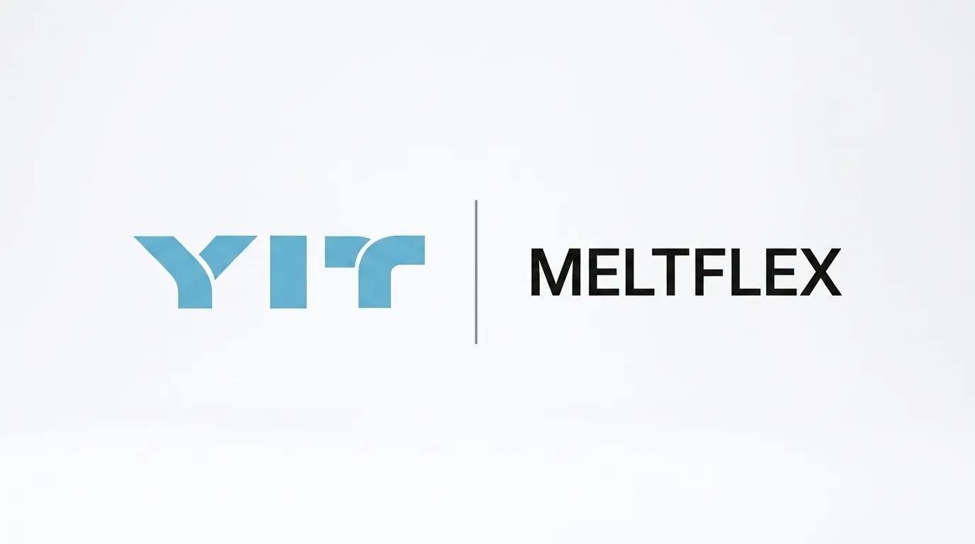 YIT Slovakia and MeltFlex AI partnership announcement showing both company logos side by side