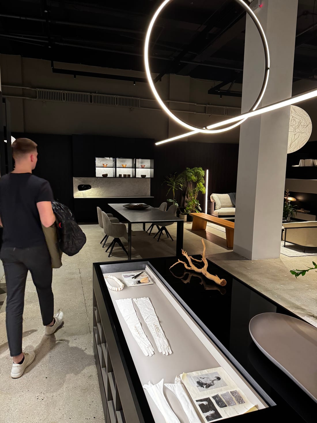 MeltFlex co-founder walking a high-end furniture showroom in New York