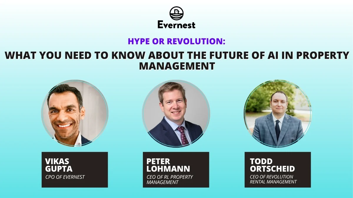 Title card for The Evernest Property Management Show episode on the AI tools property managers are using in 2026
