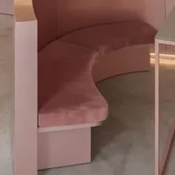curved velvet bench