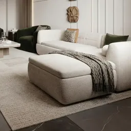 curved cream sofa
