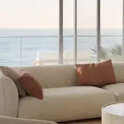 curved cream sofa