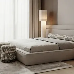 grey platform bed