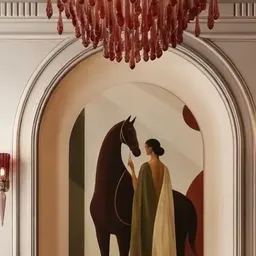 red glass chandelier