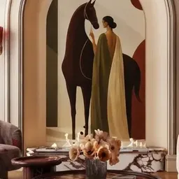artwork of woman and horse