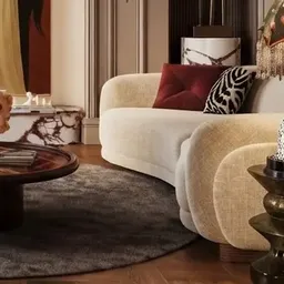 curved cream sofa