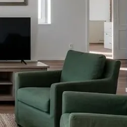 left green armchair