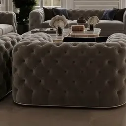 grey tufted ottoman