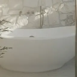 freestanding white bathtub