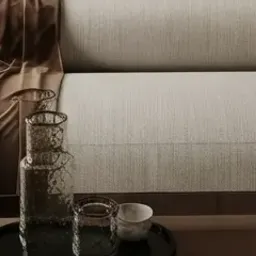 curved cream bench