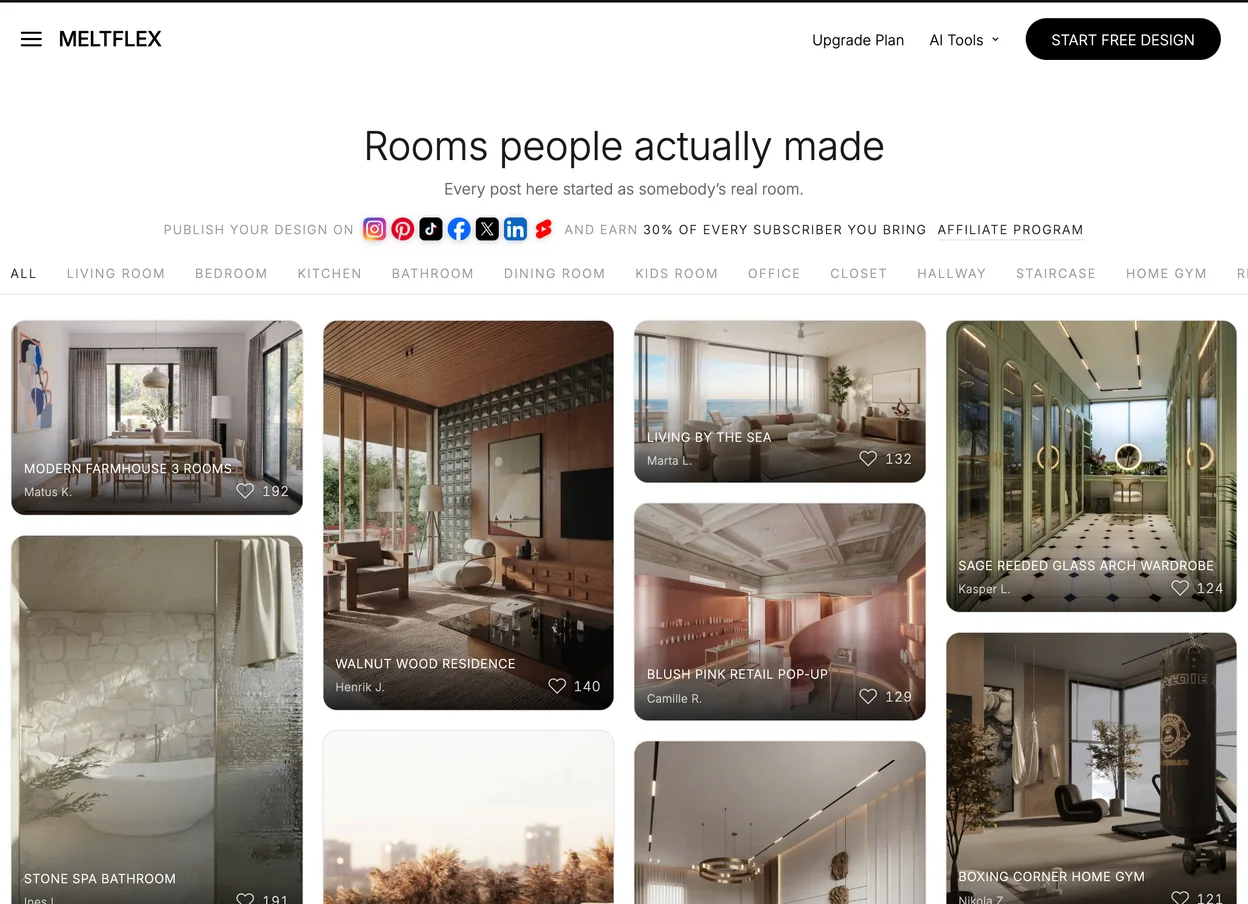 The community gallery with renders collecting likes
