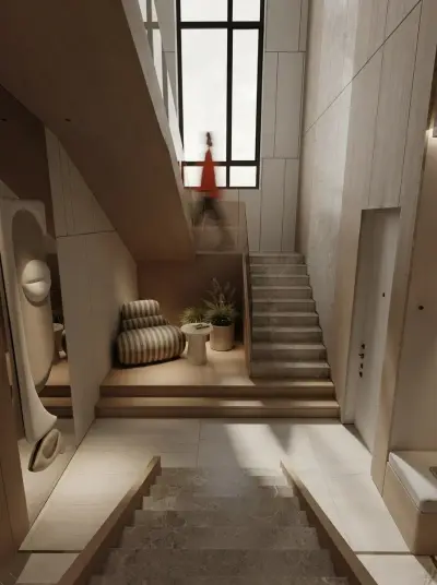 Beige Hall & Staircase