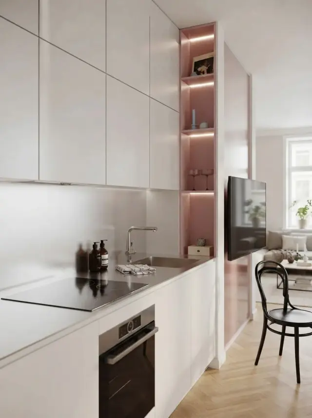 Blush Niche Galley Kitchen