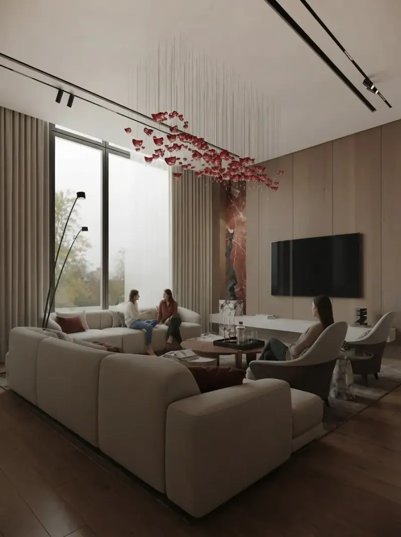 Living Room designed with MeltFlex AI: Bright Family Living Room