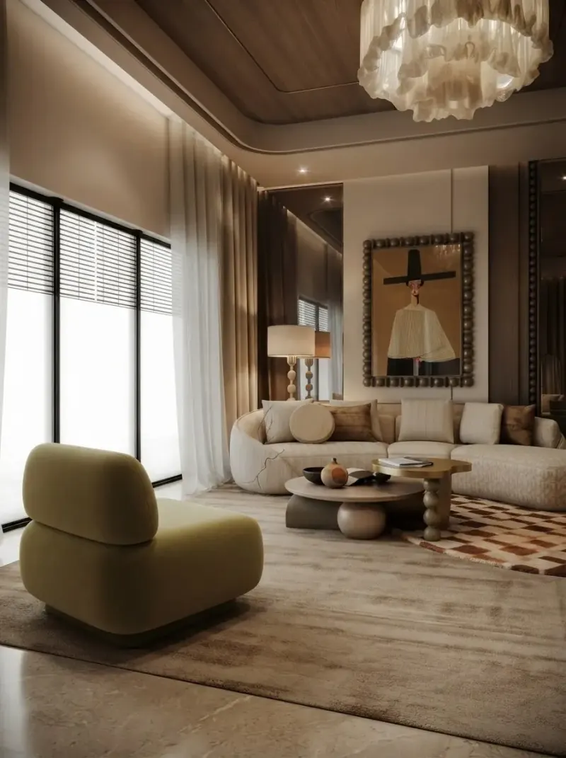 Living Room designed with MeltFlex AI: Bright Neutral Living Room