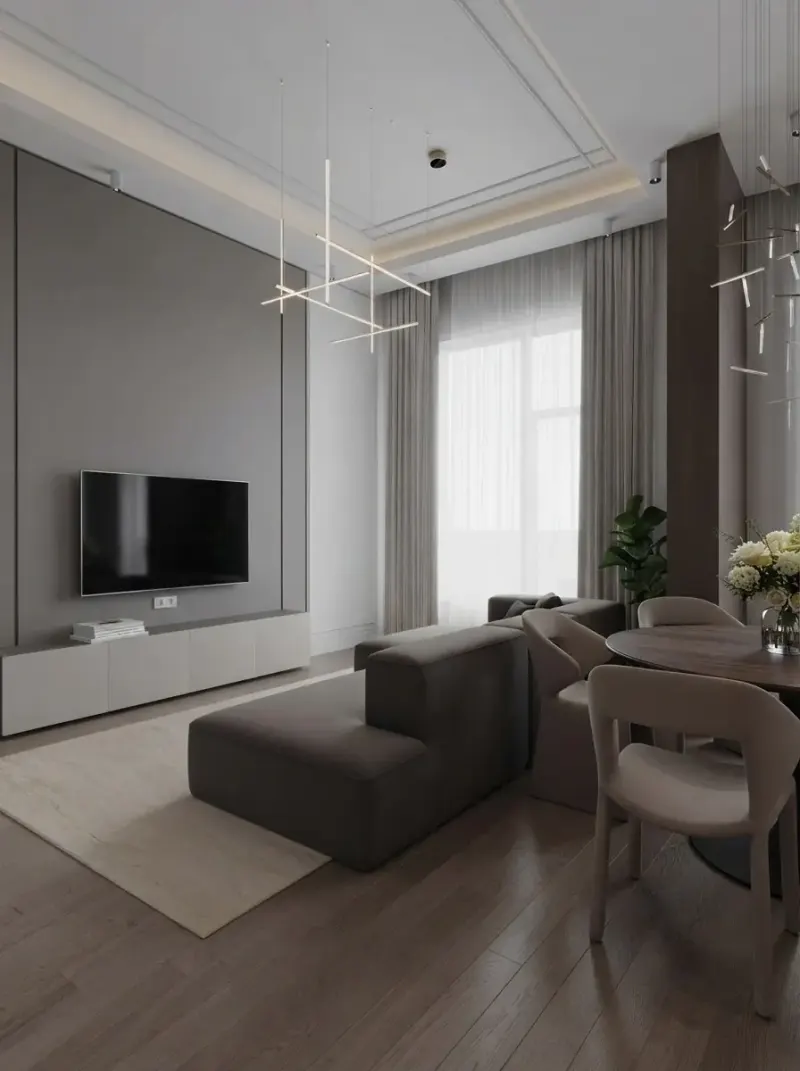 Living Room designed with MeltFlex AI: Contemporary Grey Living Room