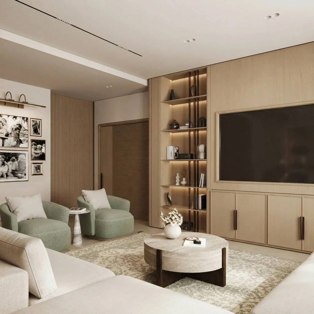 Big TV in Cream Joinery