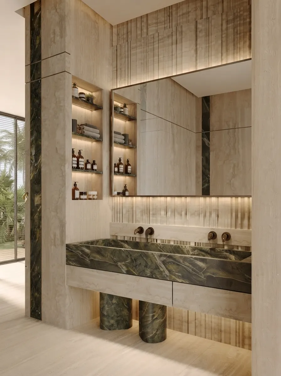 Green Marble Powder Room