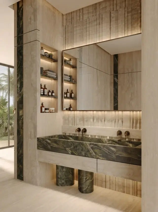 Green Marble Powder Room