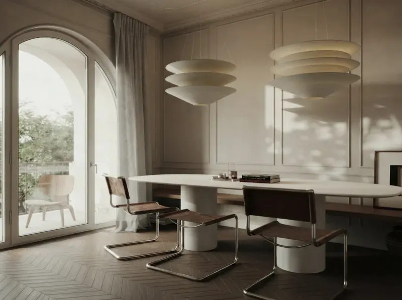 Living Room designed with MeltFlex AI: Moody Panelled Apartment