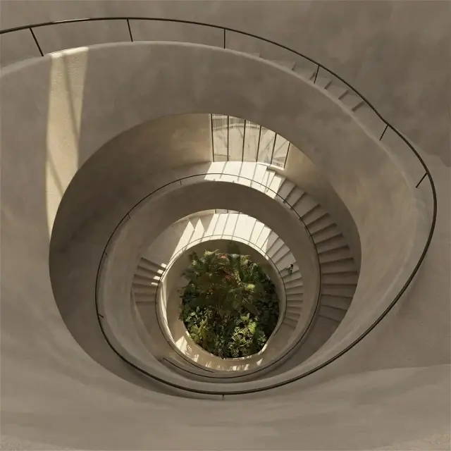 Plaster Curve Palm Bed Stair