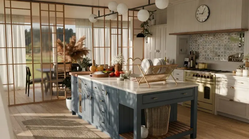 Kitchen designed with MeltFlex AI: Summer Country Kitchen