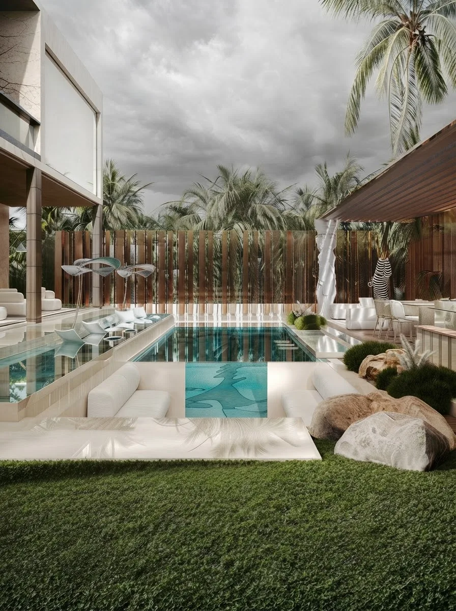 Turquoise Mosaic Caryatid Pool