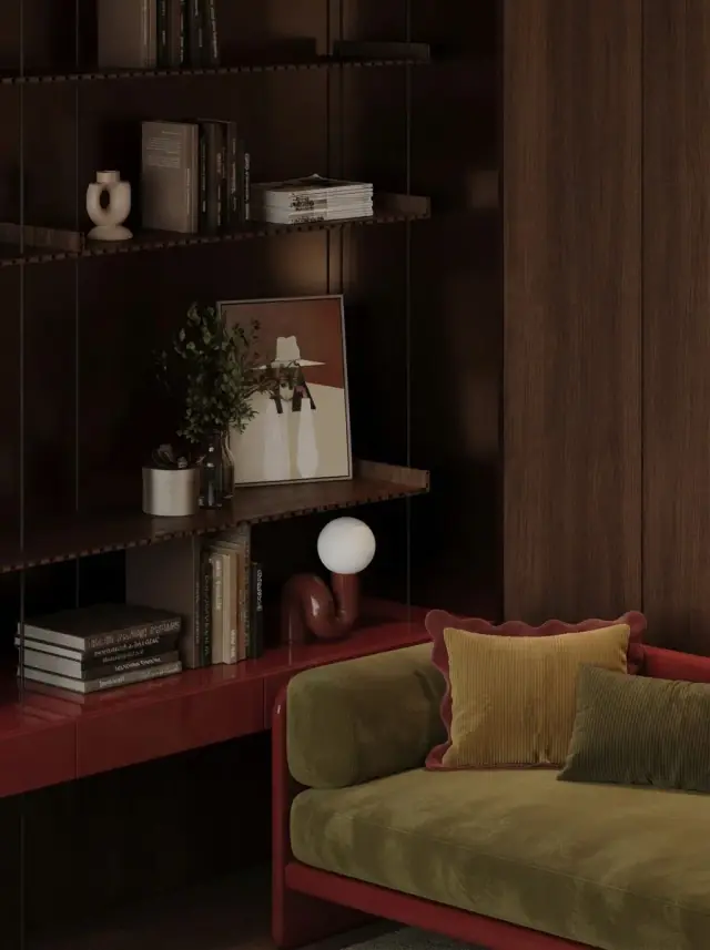 Walnut Panel Velvet Office