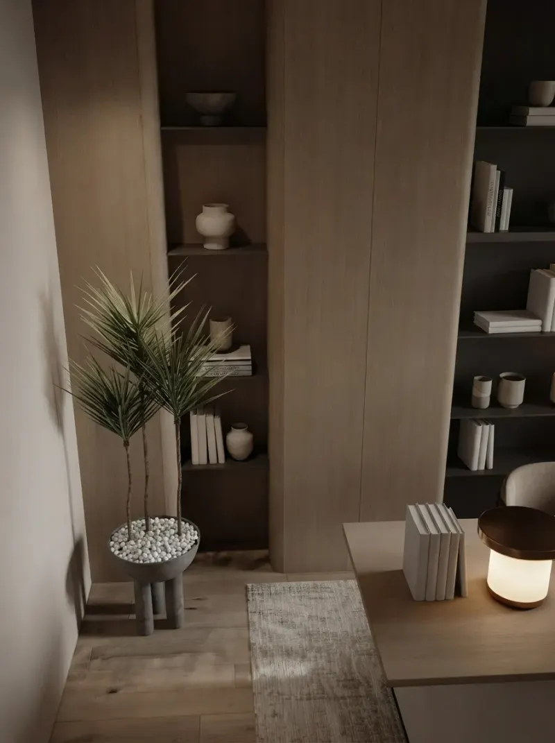 Home Office designed with MeltFlex AI: Warm Minimal Home Office