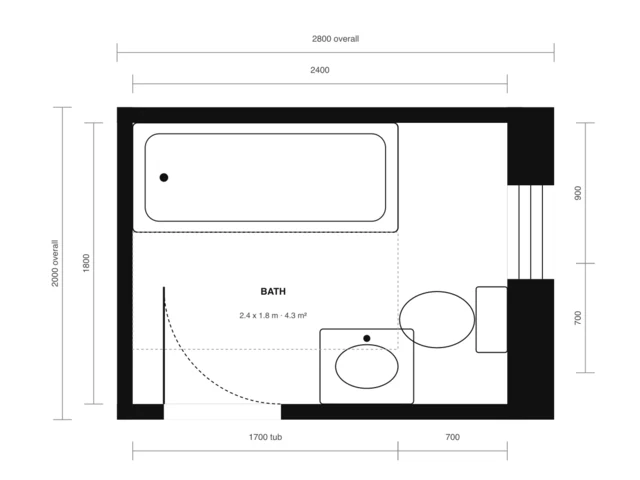 Bathroom dimension plan