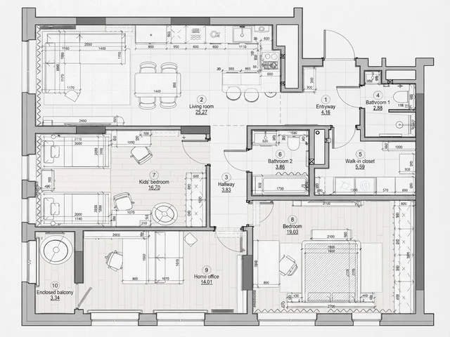 Numbered apartment plan