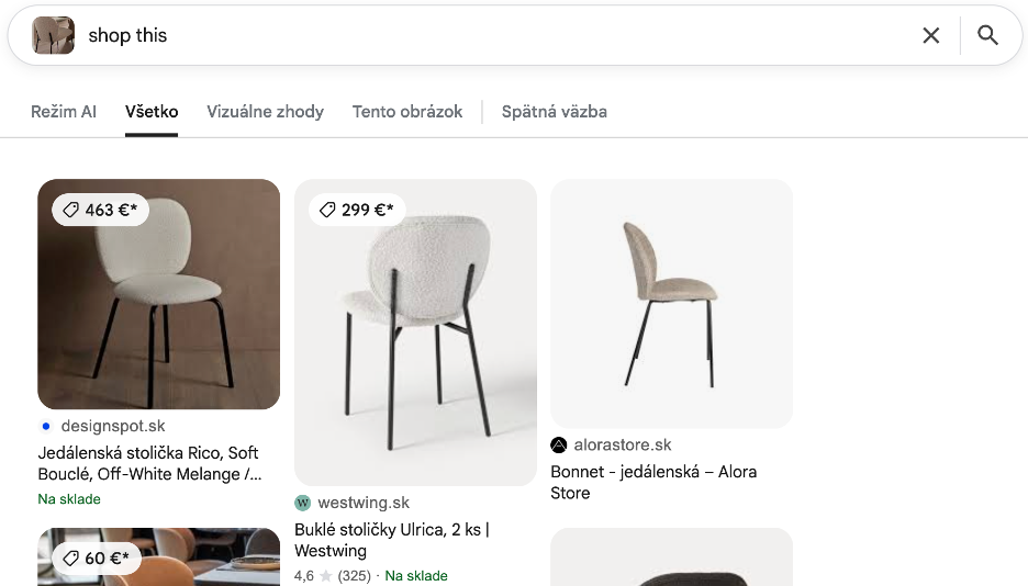 Finding real furniture from AI room makeover results online